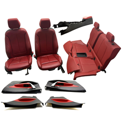 BMW M235i Red interior leather seats centre console arm rest door cards 2 Series 2015